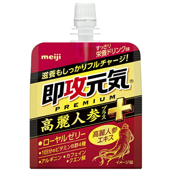 Meiji Sokko Genki Jelly with Korean Ginseng + Refreshing Energy Drink Flavor, 180 g Pouches x 36 [Ships from Japan]