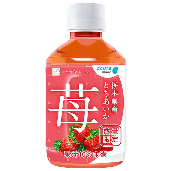 JR East Acure Made Tochigi Tochiaika Strawberry 280ml plastic bottle x 24 pieces [Shipped in Japan]