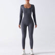 Women’s Seamless Long Sleeve Yoga Jumpsuit, Full Body Activewear One-Piece