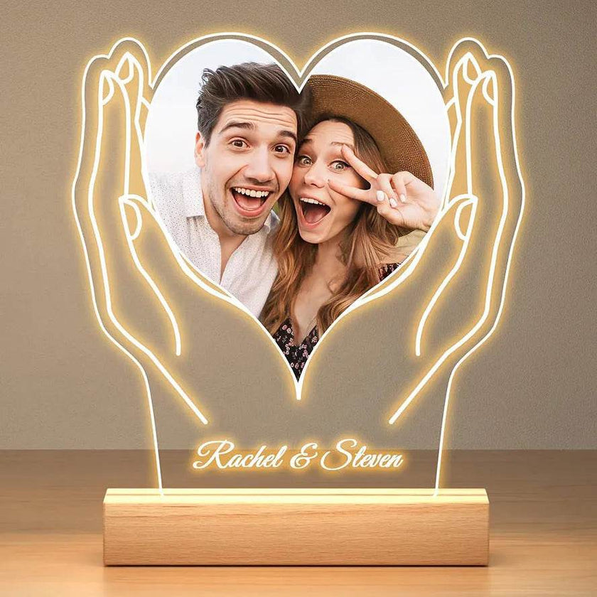Customized Personalized Valentine Acrylic Lovers Night LED light picture frame