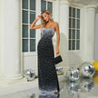 Fashion Bead Tube Top Bandage One-piece Dress Elegant Graceful Dinner Party