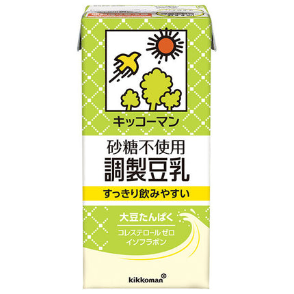 Kikkoman Sugar-Free Adjusted Soy Milk 1,000 ml Cartons x 12 (6 x 2) [Ships from Japan]
