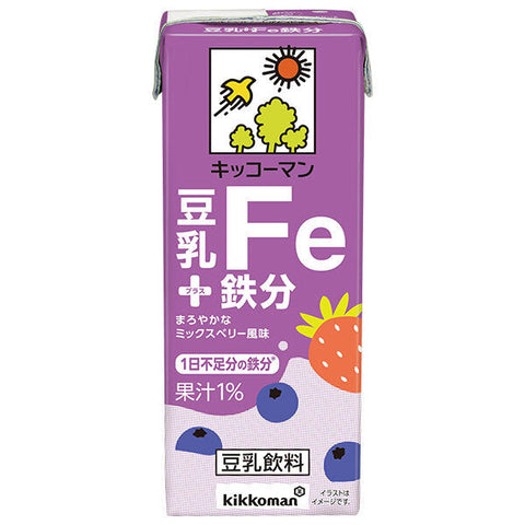 Kikkoman Soy Milk + Iron 200ml Paper Pack x 18 