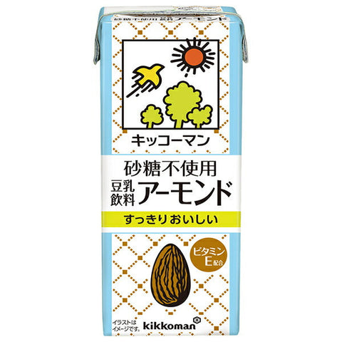 Kikkoman Sugar-Free Soy Milk Drink Almond 200ml Paper Pack x 18