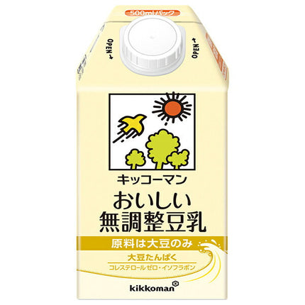 キッコーマン おいしい無調整豆乳 500ml紙パック×12本入【日本出荷】