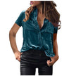 European And American Spring And Summer Pocket Short Sleeve Suede Shirt For Women