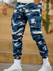 Multi-pocket Camouflage Ankle-tied Men's Military Casual Cargo Slim fit Pants trouser