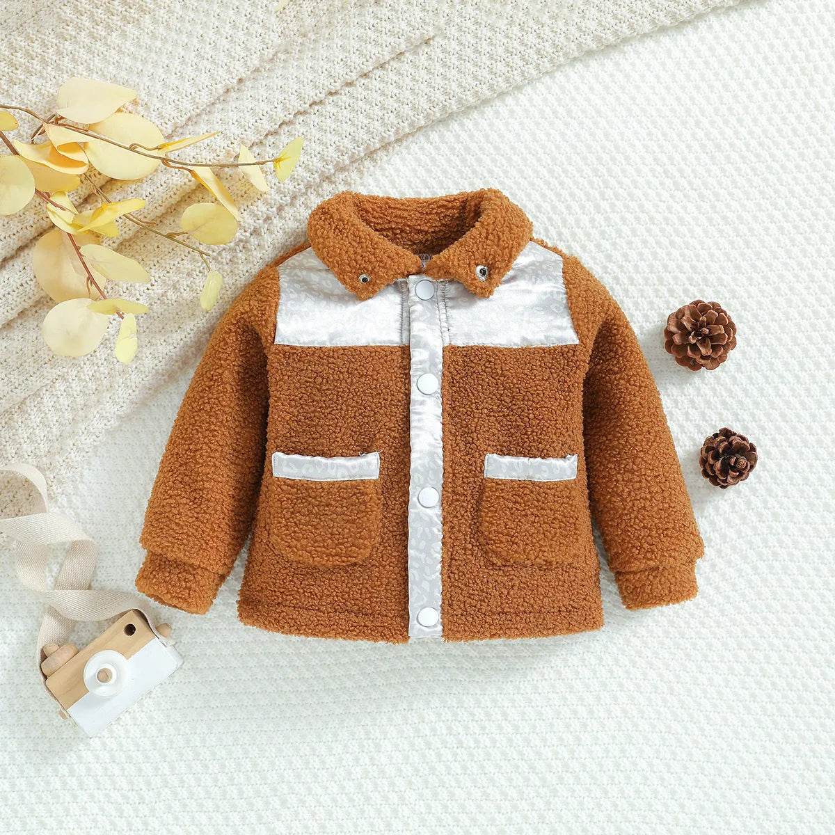 Children's New Zipper Cute Polar Sherpa Fleece Winter Jacket Kids