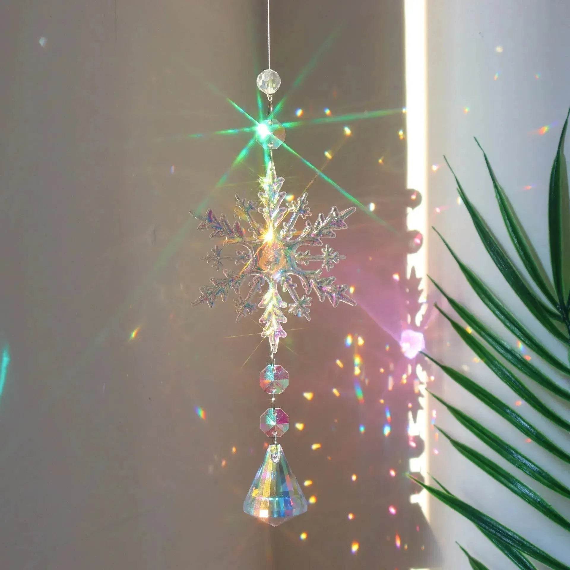 Christmas Colorful Snowflake Crystal Sun Catcher Ice Pillar