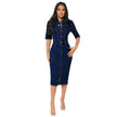 Women's Fashion Personality fitted Denim Hip-wrapped Jeans Midi straight cut front split Dress