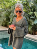 Women's Fashion V-neck Long-sleeve Knitwear 2-color Sweater dress