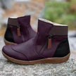 Winter Leather Stitching Flat Bottom Martin Boots With Zipper Plus Size