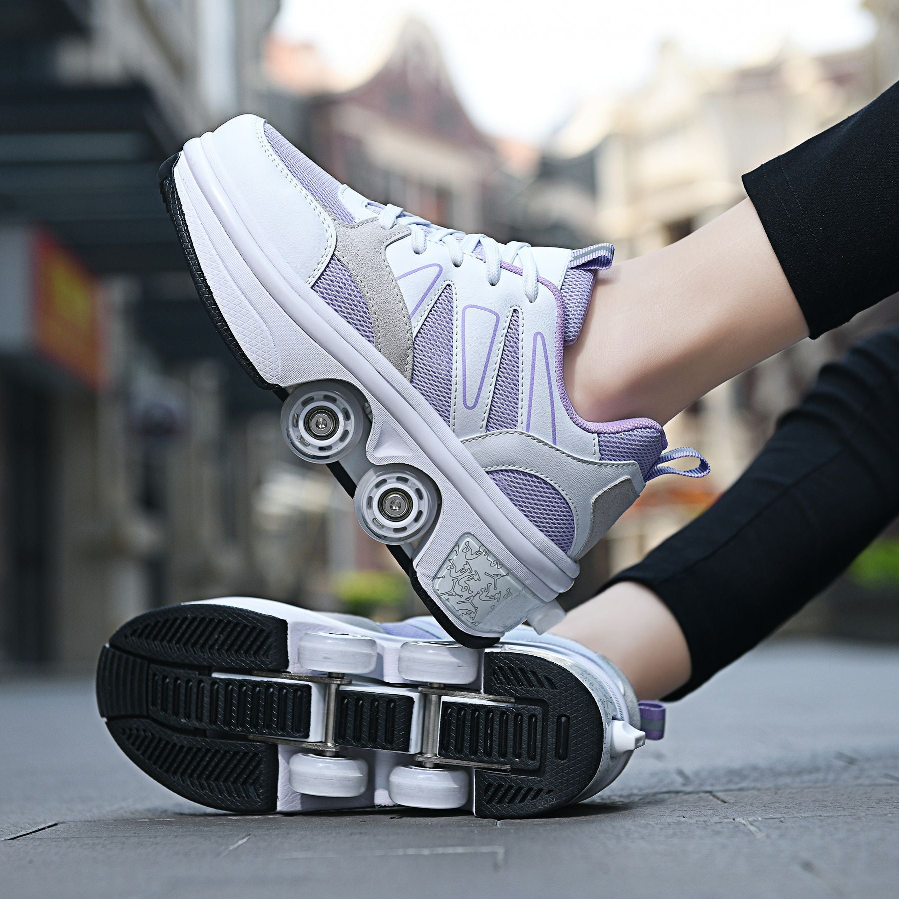 Four Wheel Rampage LED Roller Skate Shoes – 7-Color Atmosphere Breathing Light