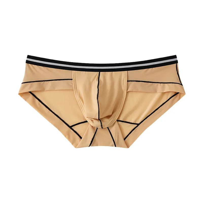 Ice Silk Men's Summer Breathable Solid Color Pouch Brief Underwear