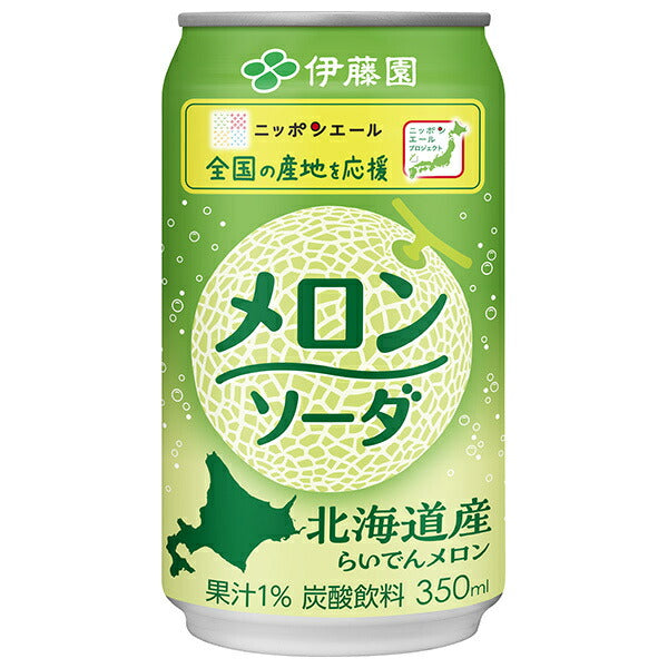 伊藤園 ニッポンエール 北海道産らいでんメロンソーダ 350ml缶×24本入【日本出荷】