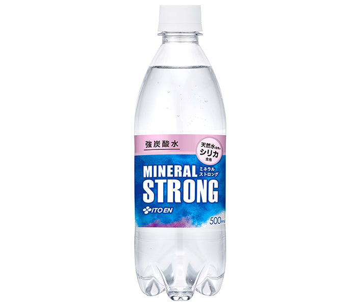 ITO EN Eau gazeuse forte MINERAL STRONG Contient de la silice dérivée de l'eau naturelle Bouteilles en plastique de 500 ml x 24 bouteilles