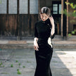 Improved Chinese-style Velvet Embroidered Dress Slim Dress