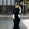 Improved Chinese-style Velvet Embroidered Dress Slim Dress