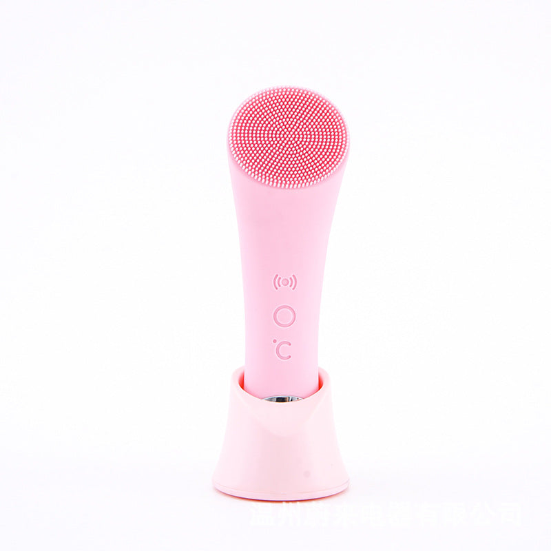 Silicone Electric Face Cleansing Brush with Vibration & Heating