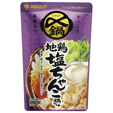 Mitsukan Delicious till the end, free-range chicken salt chanko nabe soup straight 750g x 12 bags [shipped in Japan]