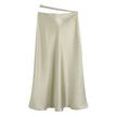 High Waisted Midi Silk Satin Skirt