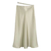 High Waisted Midi Silk Satin Skirt