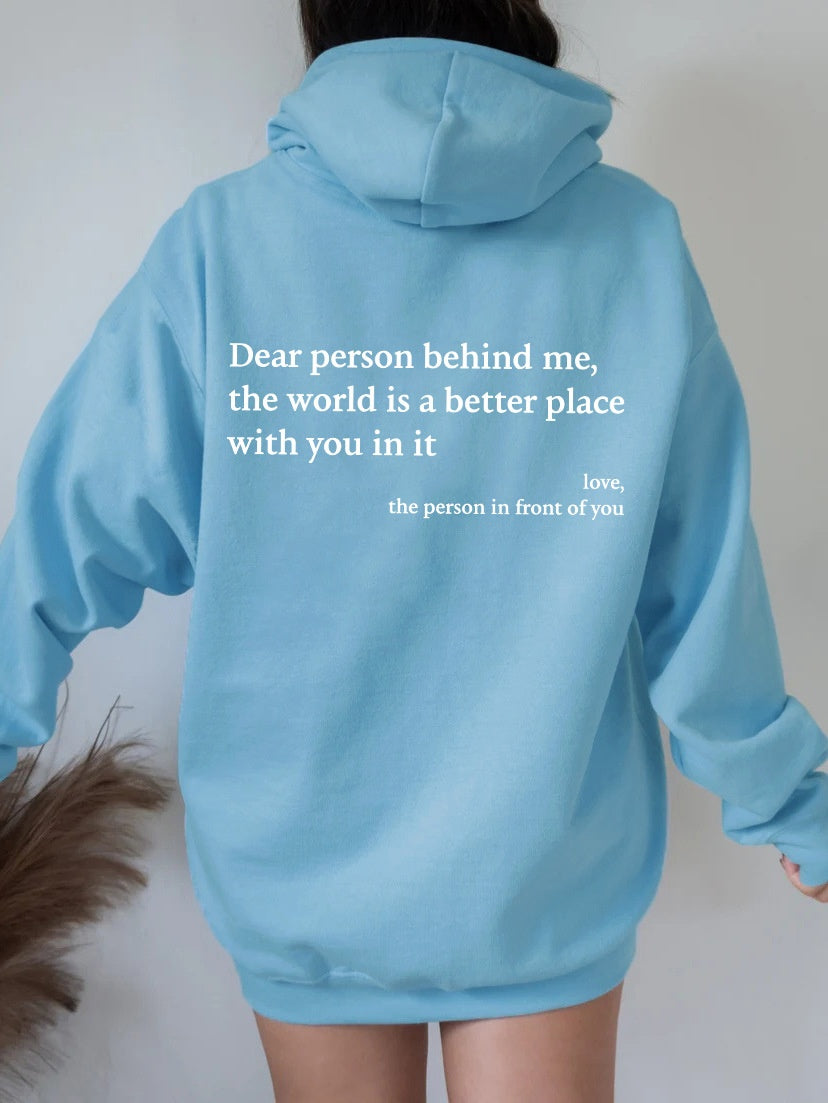 Women's Plush Letter Printed Kangaroo Pocket Hoodie | Cozy Pullover