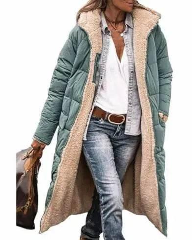 Classy Fleece lined Long Hooded Puffer Winter coat for women