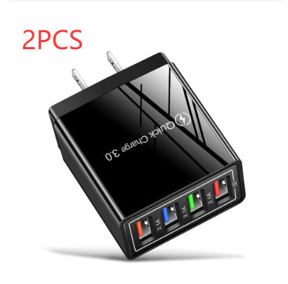 4-Port USB Wall Charger with Quick Charge 3.0 – EU, UK & US Plug | Multi-Colour