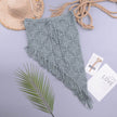 European And American Women's See Through Hollow Knitted tassel fringe Slant Beach Skirt