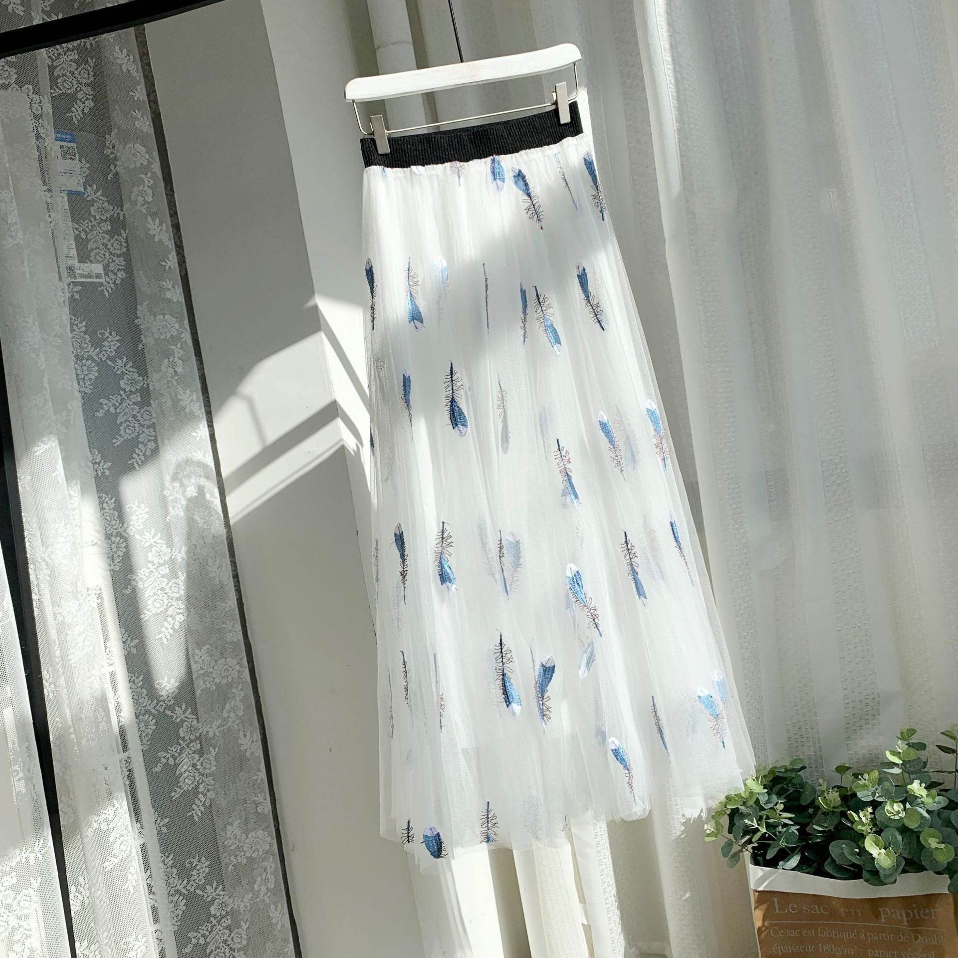 Women's Midi Organza Skirt Fairy Tutu Tulle Skirt