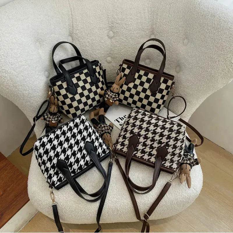 Fashion Houndstooth Shoulder Bags Portable Checkerboard Handbags All-match Messenger Crossbody Bag Women
