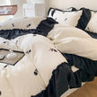 Embroidered Wide Edge Floral Washed Cotton Four-piece Duvet Cover Bedding Set