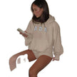 Casual And Versatile Letter Loose Hoodie With Fleece Lining For Women