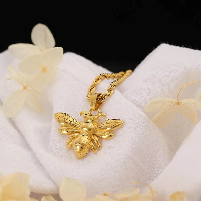 Titanium Steel Bee Necklace Stainless Steel gold