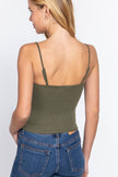 Straight Neck Two Ply Rib Knit Cami Top