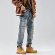 American Print Denim Casual jeans pant Loose Straight Dad Trousers For Men