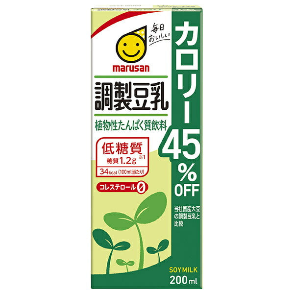 Lait de soja préparé Marusan Ai 45 % de réduction sur les calories Paquet papier de 200 ml x 24 bouteilles