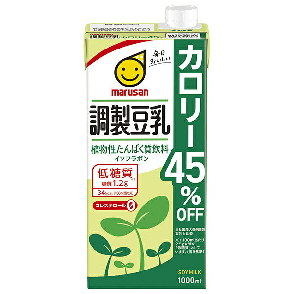 Marusanai 45% Reduced-Calorie Adjusted Soy Milk, 1,000 ml x 6 Cartons [Ships from Japan]