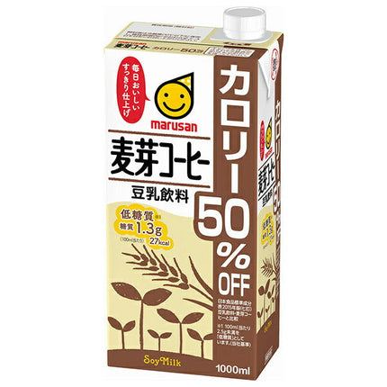 [11/25~ 10% off all products!!] Marusanai soy milk drink, malt coffee, 50% less calories, 1000ml paper pack x 6 bottles