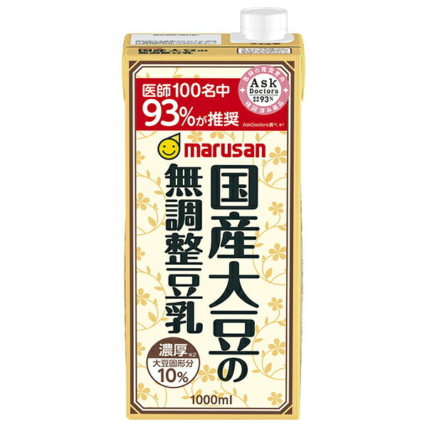 マルサンアイ 濃厚10%国産大豆の無調整豆乳 1000ml紙パック×6本入【日本出荷】