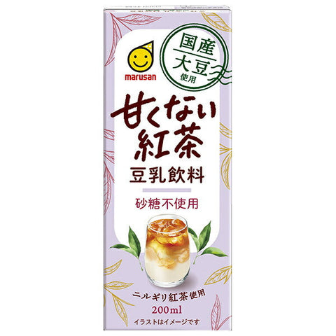 Marusanai Japanese soy milk drink made with domestic soybeans, unsweetened black tea, 200ml paper pack x 24 bottles 