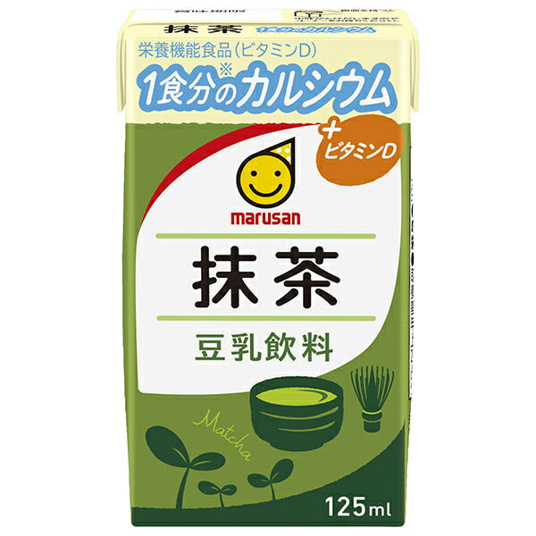 Marusanai, boisson à base de soja, matcha, 125 ml (boîte de 24), riche en calcium (apport journalier recommandé).
