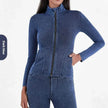 Fashion Slim fit Zipper High neck Denim Jacket for women