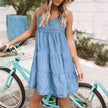 Sleeveless Suspender Casual Denim Loose flared Beach Dress