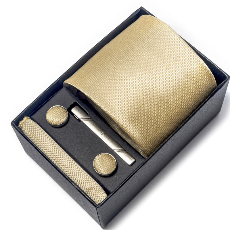 Men's Jacquard Woven Formal Tie Set – Rayon Arrow Necktie with Handkerchief, Tie Clip & Cufflinks | Canada & USA