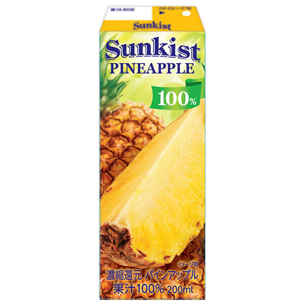 Morinaga Milk Sunkist 100% Pineapple 200ml paper pack x 24 bottles [shipped in Japan]