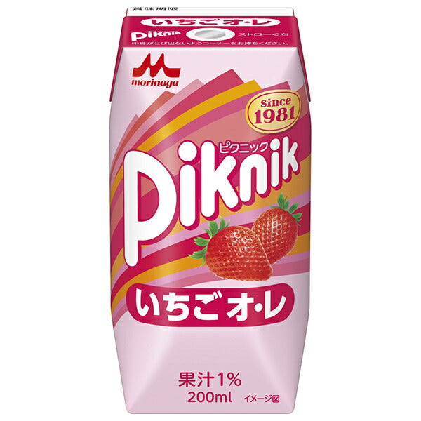 Morinaga Milk Industry Picnic Strawberry Milk (Prisma Pack) 200ml Paper Cartons x 24 [Ships from Japan]