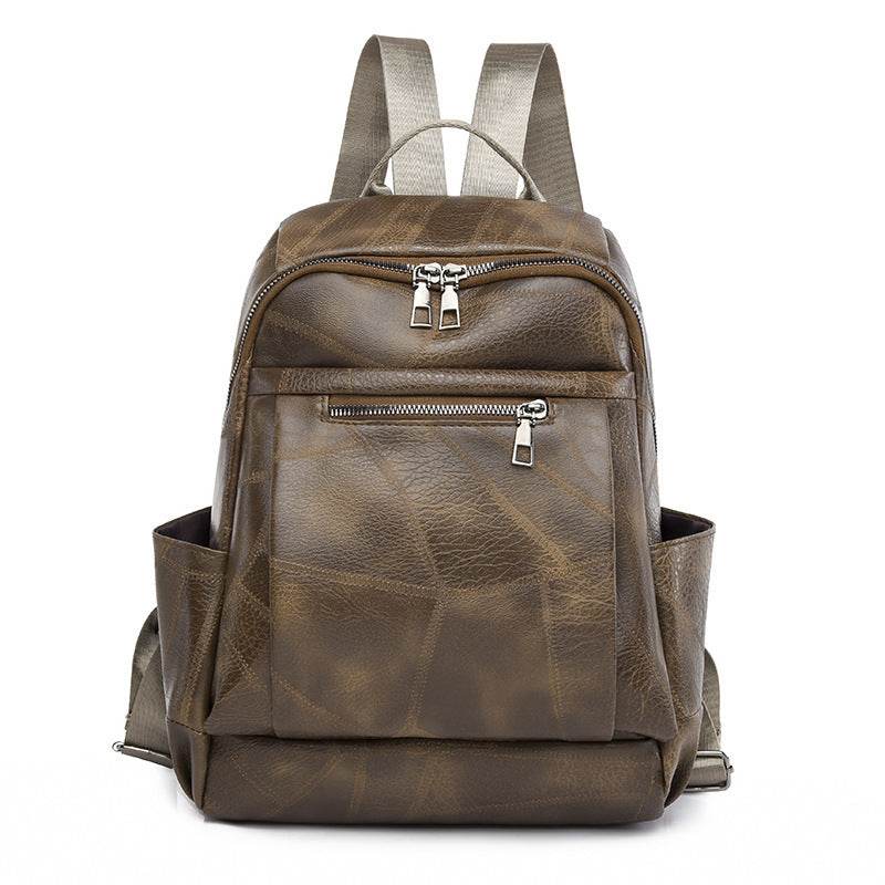 Portable Fashion Simple And Lightweight High School Leather Backpack