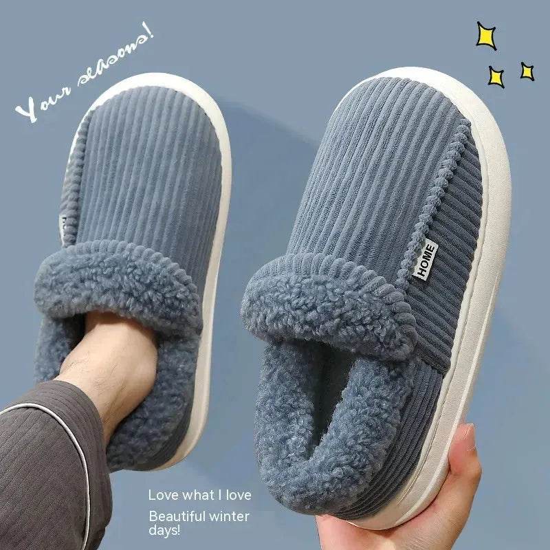 Ankle Wrap Cotton Slippers Winter Women's Plus Size Thickened Fleece-lined Warm Slugged Bottom